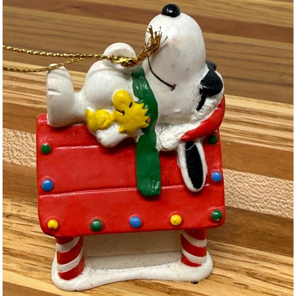 Vintage Snoopy Woodstock Christmas Ornament Peanuts United Feature Syndicate